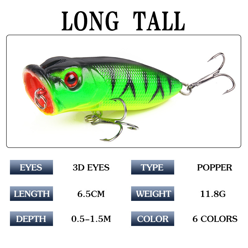 6 peças 6 cores (saco opp)/5 p - Fishing Lure Popper avaliação e preço