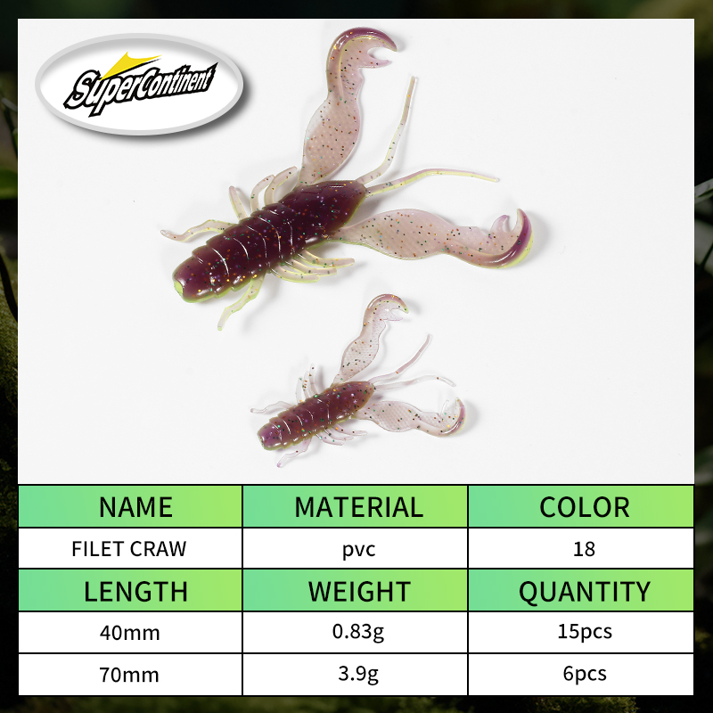 2023 supercontinente filé craw - Fishing Lure Soft Plastic avaliação e preço